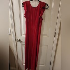 Attention Red Ruffle Sleeve Wide Leg Jumpsuit Size 8